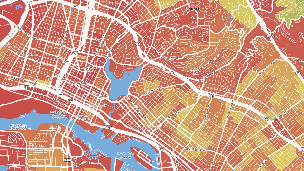 Cleveland Heights, Oakland, CA Map of Burglary Rates