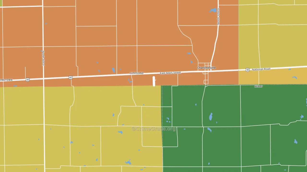 Cleveland, IN Map of Burglary Rates