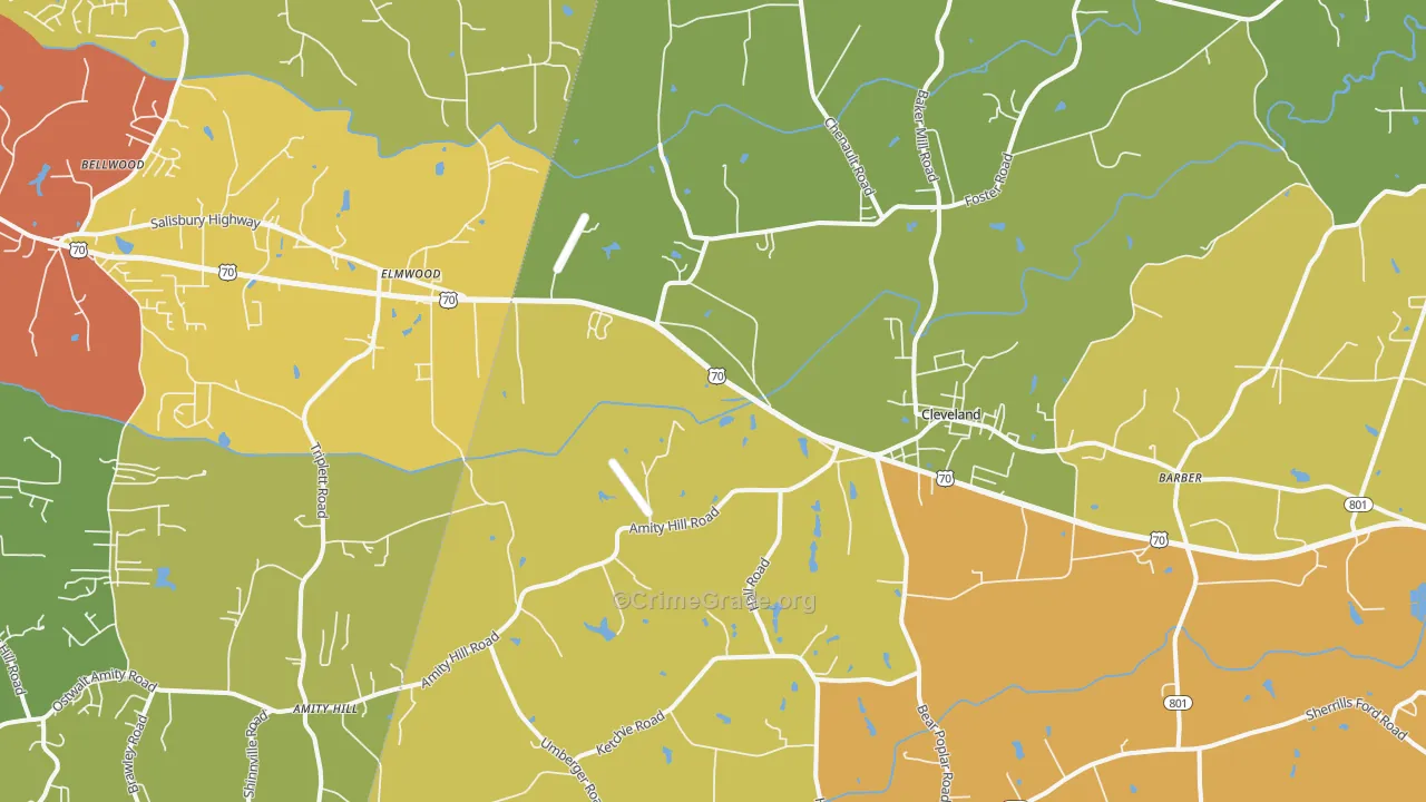 Cleveland, NC Map of Burglary Rates