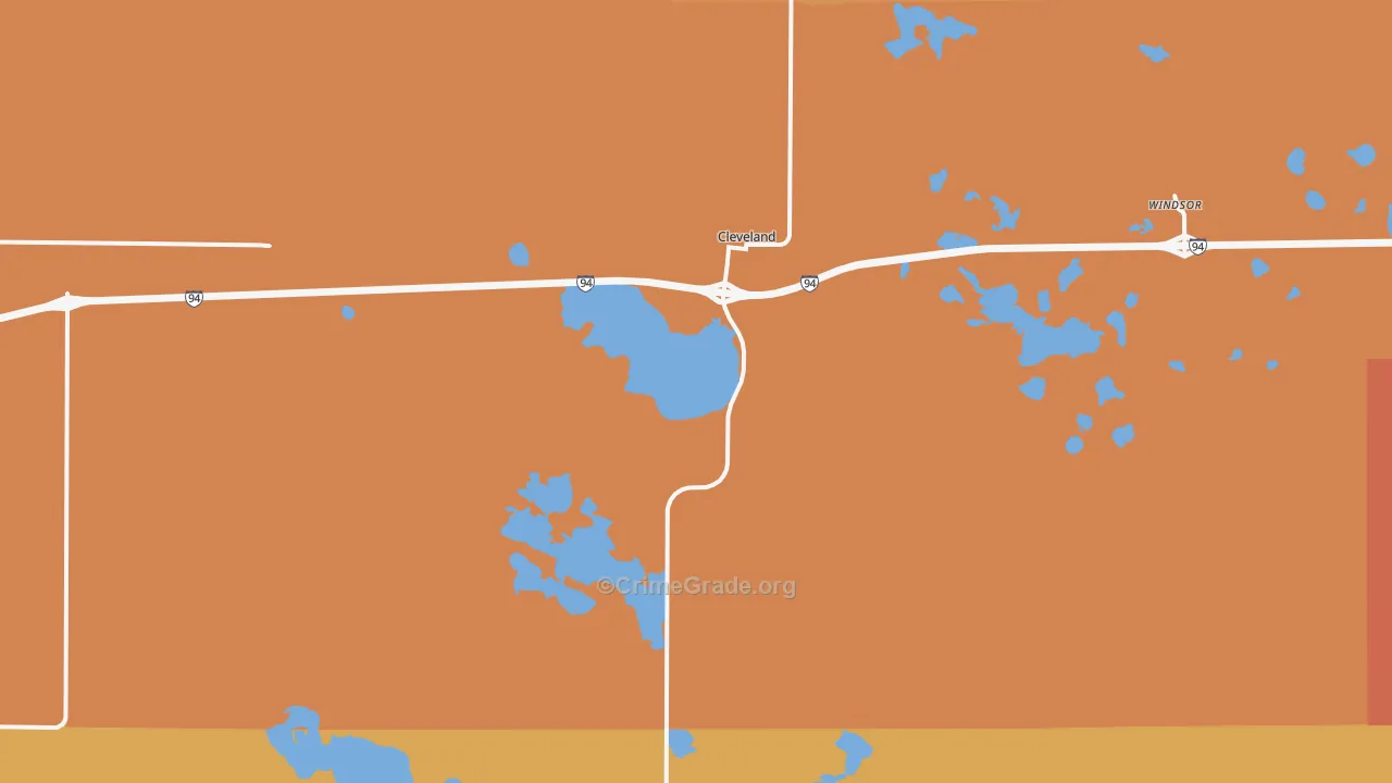 Cleveland, ND Map of Burglary Rates
