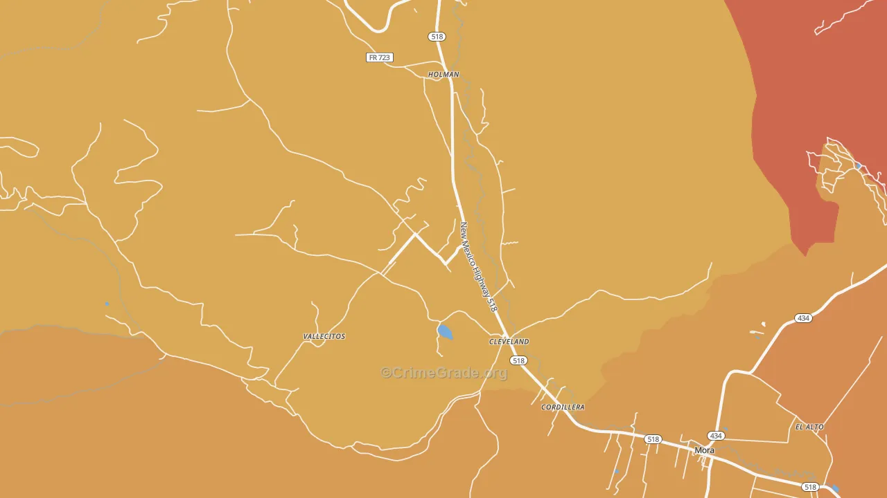 Cleveland, NM Map of Burglary Rates