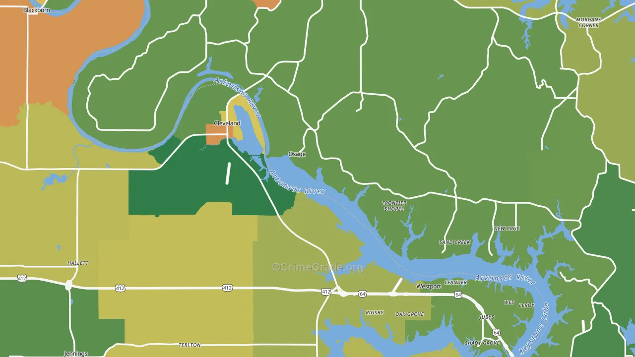 Cleveland, OK Map of Burglary Rates