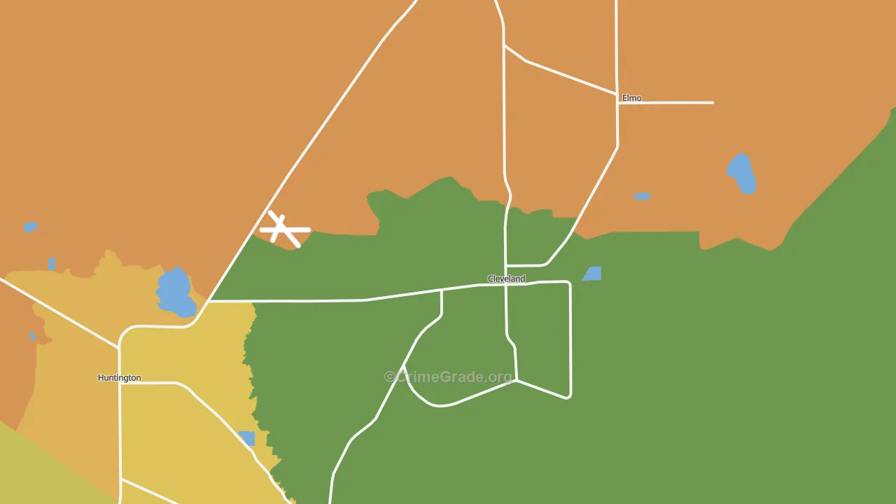 Cleveland, UT Map of Burglary Rates