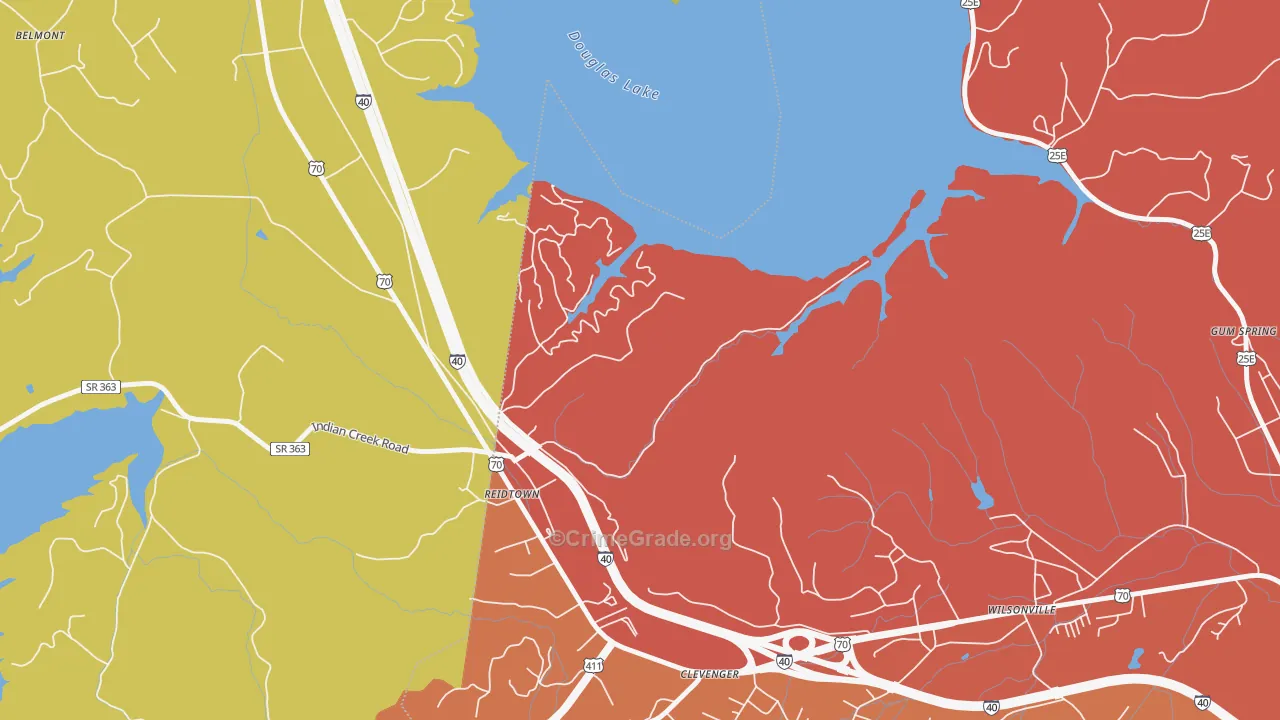 Clevenger, TN Map of Burglary Rates