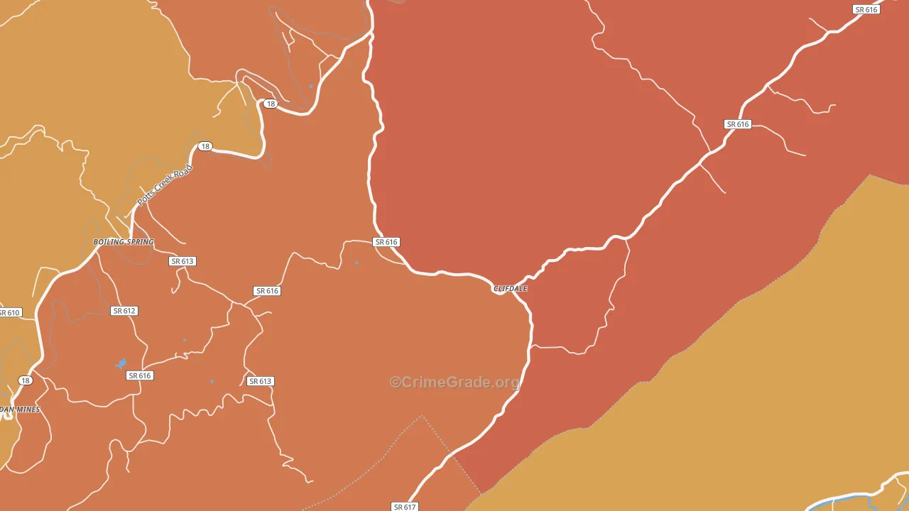 Clifdale, VA Map of Burglary Rates