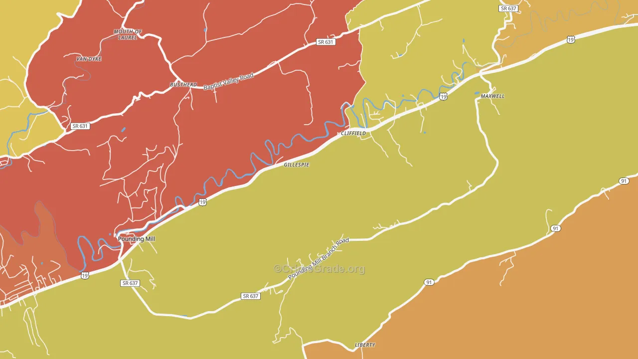 Cliffield, VA Map of Burglary Rates