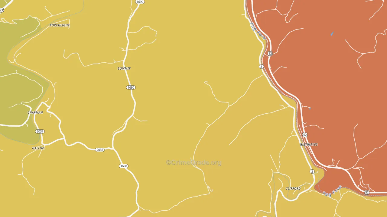 Clifford, KY Map of Burglary Rates
