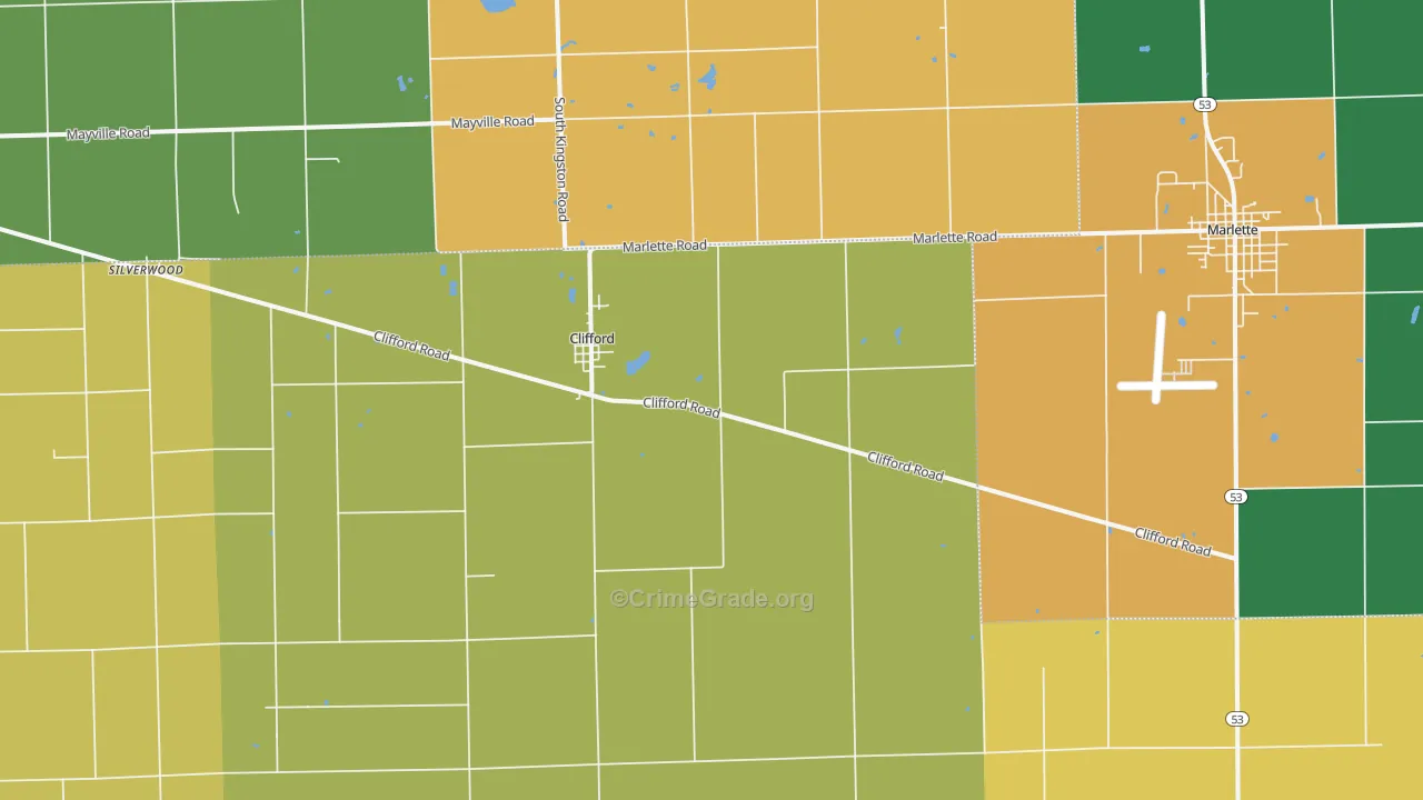 Clifford, MI Map of Burglary Rates