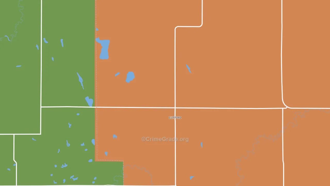 Clifford, ND Map of Burglary Rates