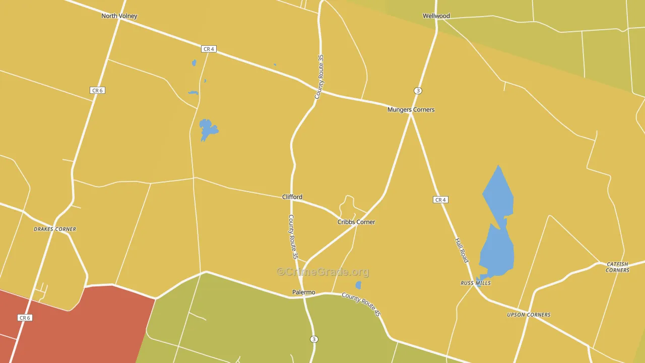 Clifford, NY Map of Burglary Rates