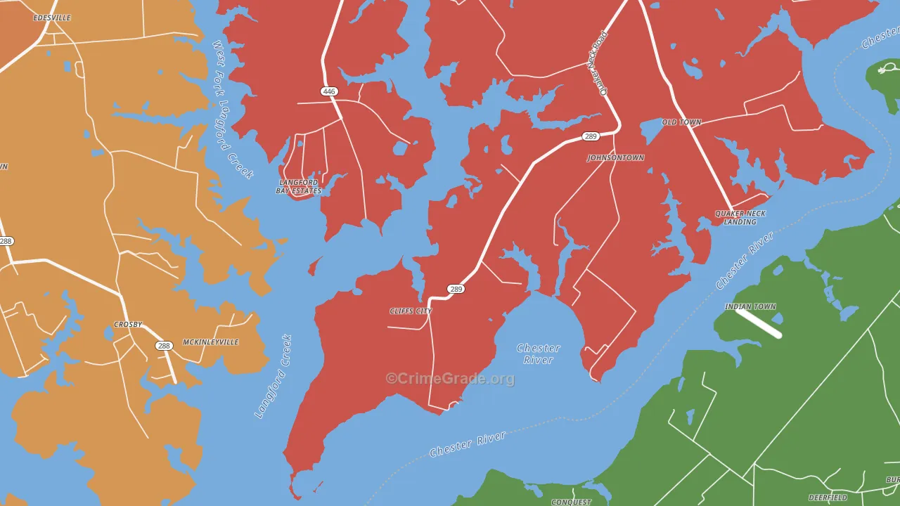 Cliffs City, MD Map of Burglary Rates
