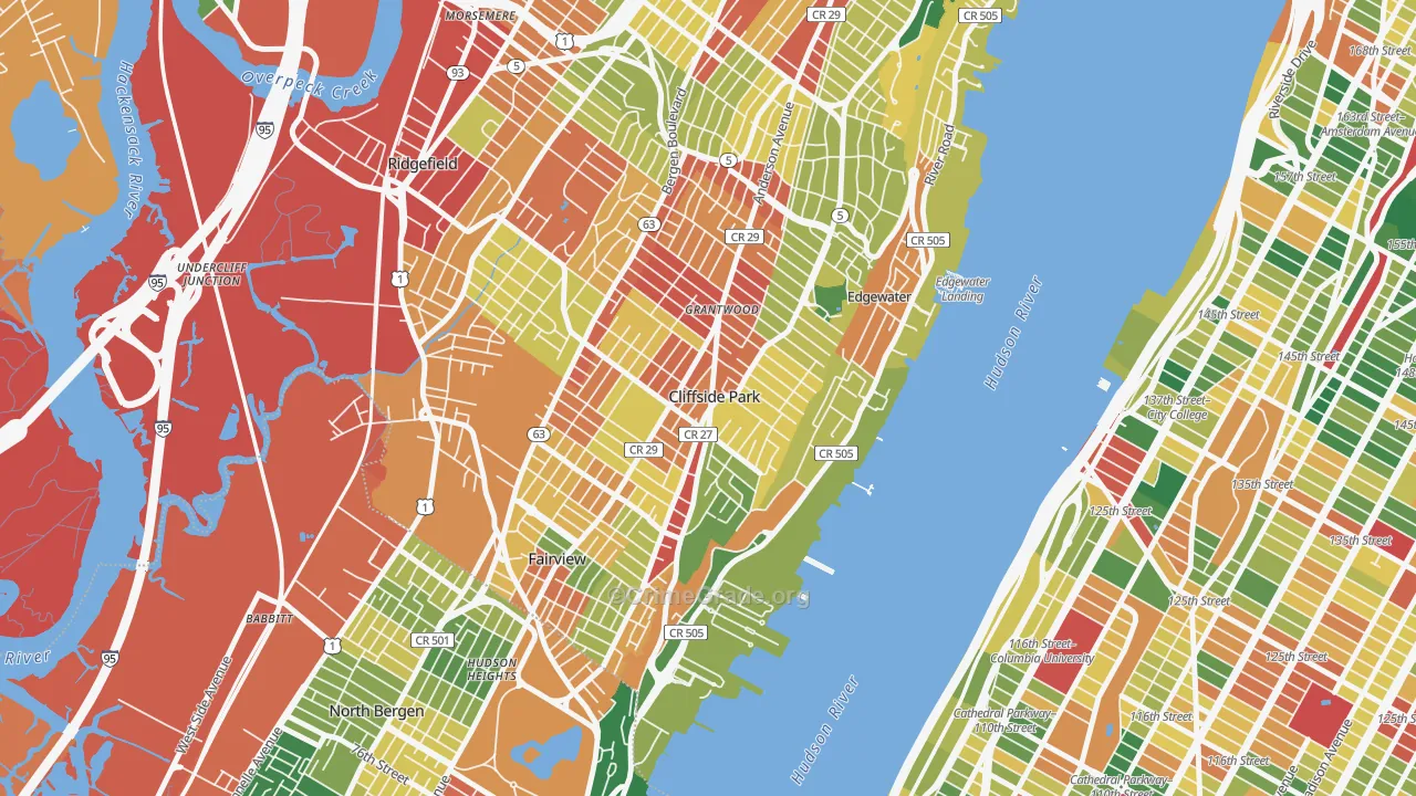 Cliffside Park, NJ Map of Burglary Rates