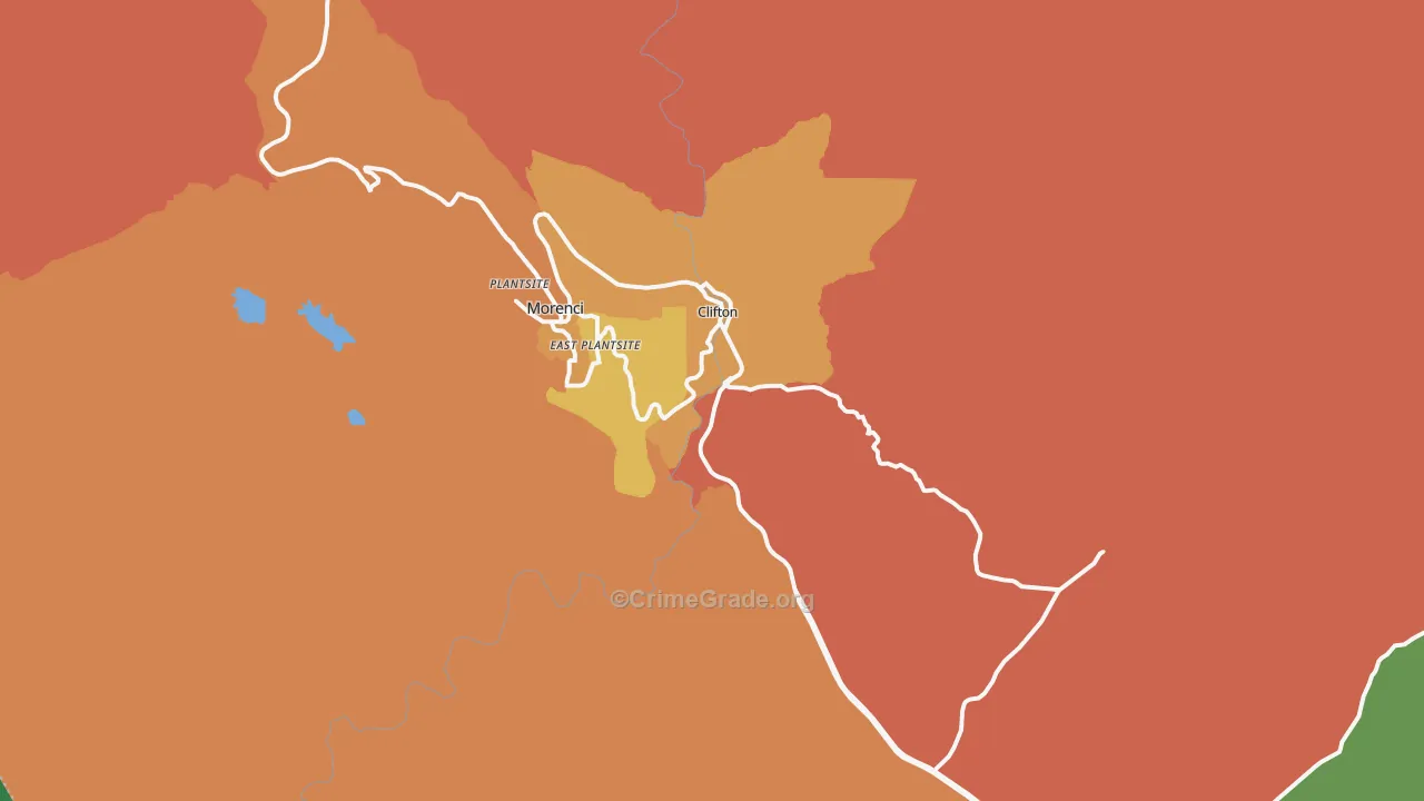 Clifton, AZ Map of Burglary Rates