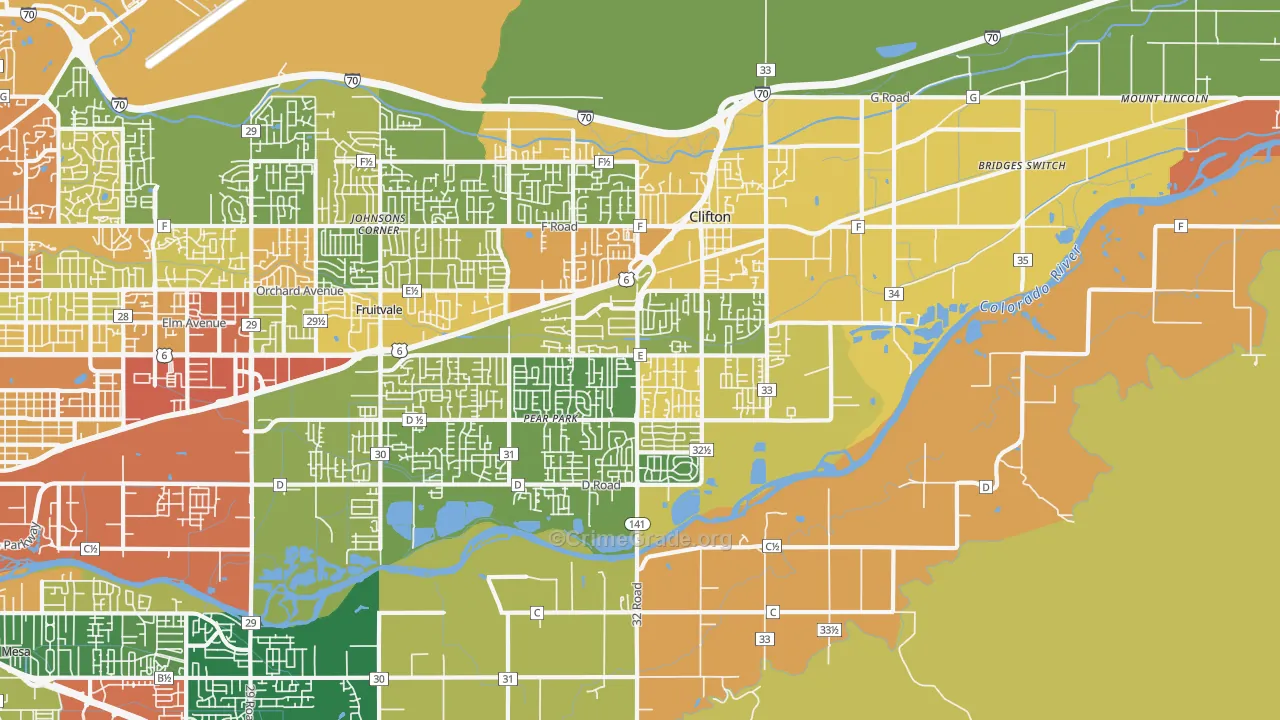 Clifton, CO Map of Burglary Rates