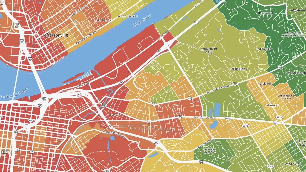 Clifton Heights, Louisville, KY Map of Burglary Rates