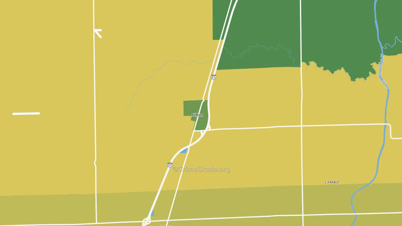 Clifton, IL Map of Burglary Rates