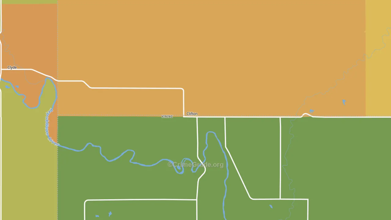 Clifton, KS Map of Burglary Rates