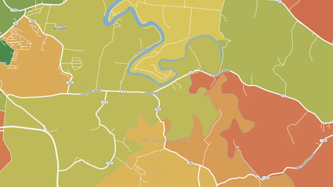 Clifton, KY Map of Burglary Rates