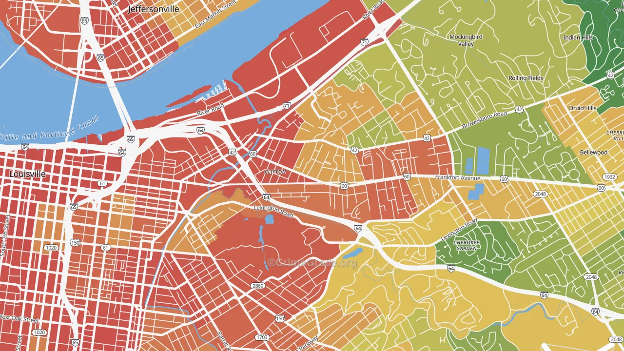 Clifton, Louisville, KY Map of Burglary Rates