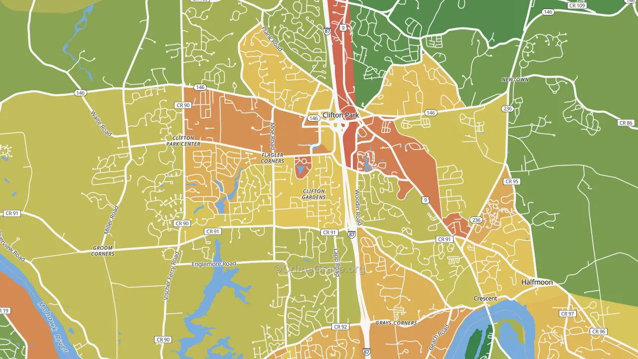 Clifton Park, NY Map of Burglary Rates