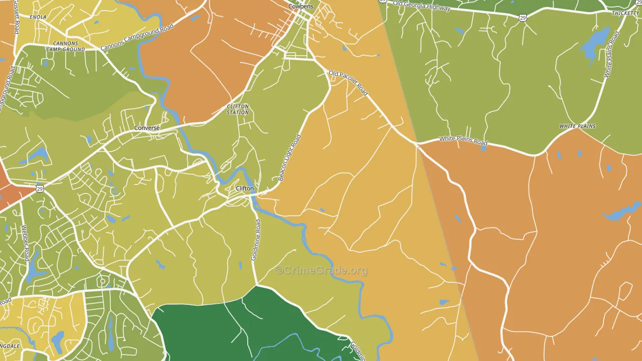 Clifton, SC Map of Burglary Rates