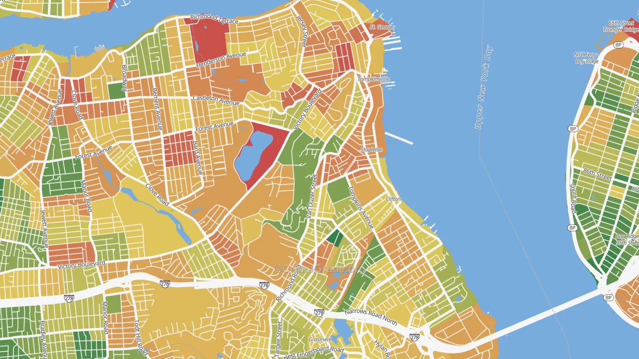 Clifton, Staten Island, NY Map of Burglary Rates