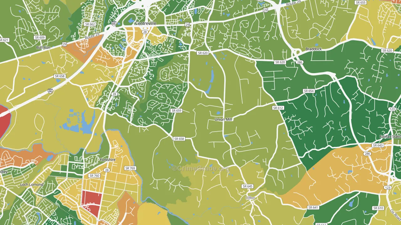 Clifton, VA Map of Burglary Rates