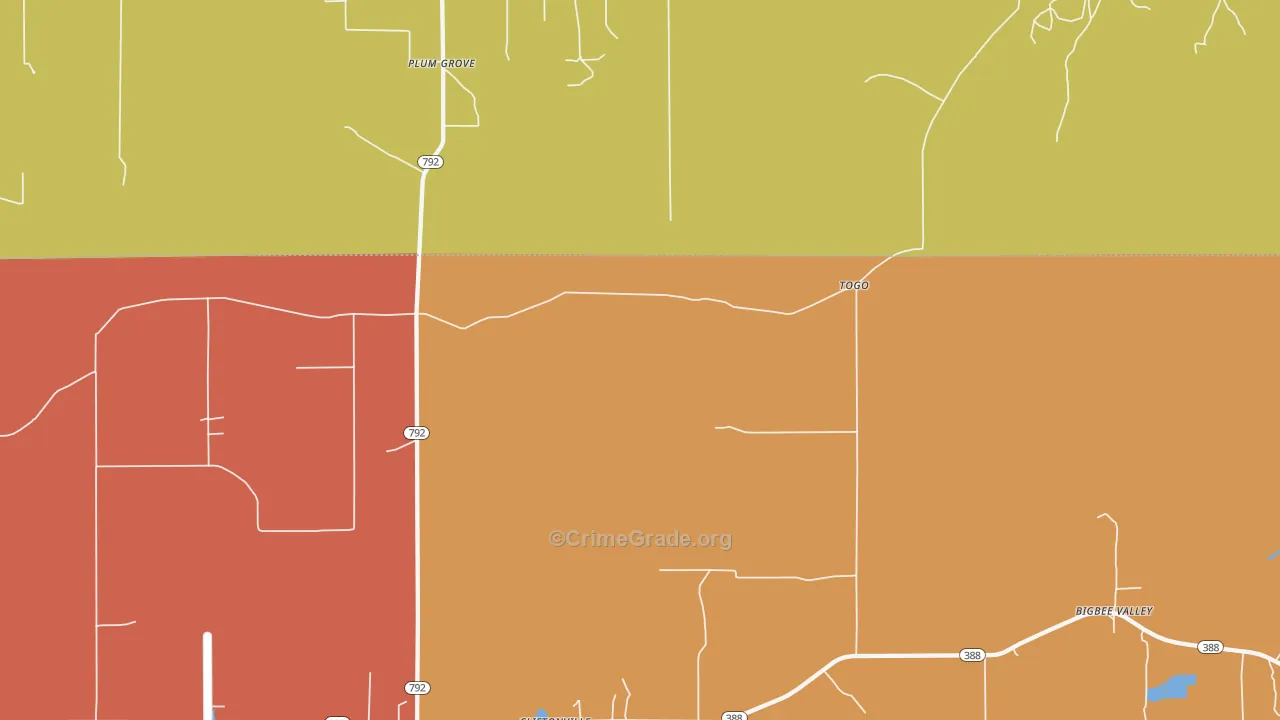 Cliftonville, MS Map of Burglary Rates