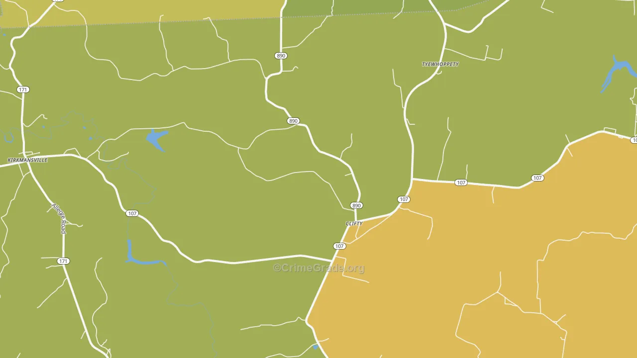 Clifty, KY Map of Burglary Rates