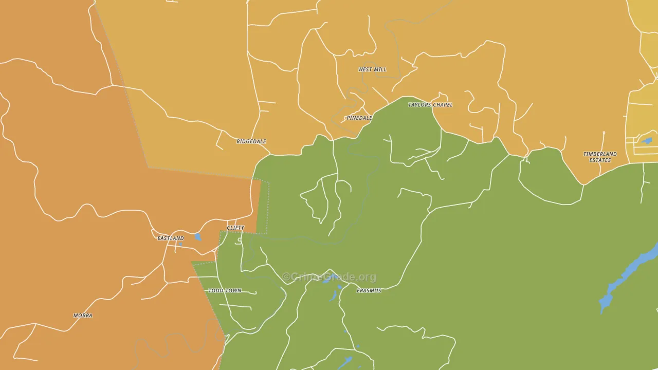 Clifty, TN Map of Burglary Rates