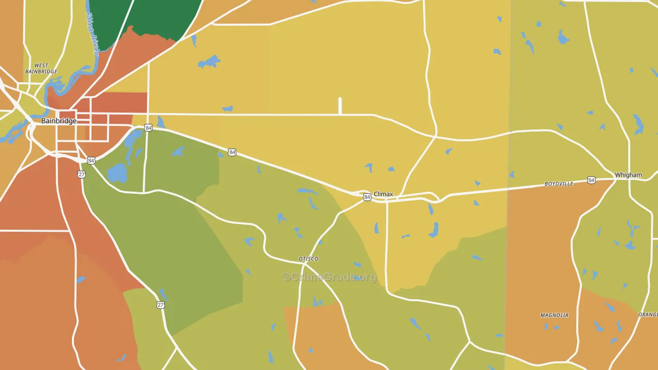 Climax, GA Map of Burglary Rates