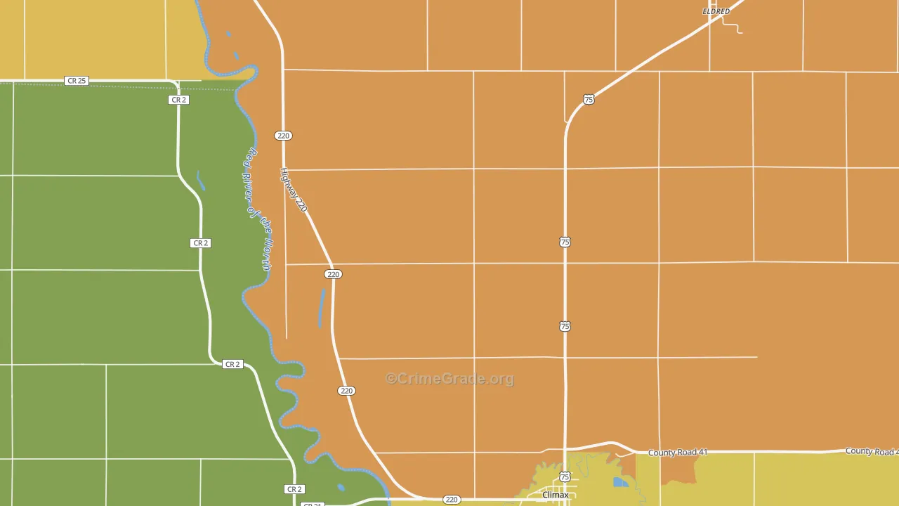 Climax, MN Map of Burglary Rates