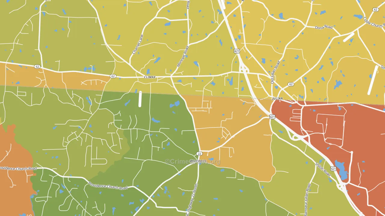 Climax, NC Map of Burglary Rates