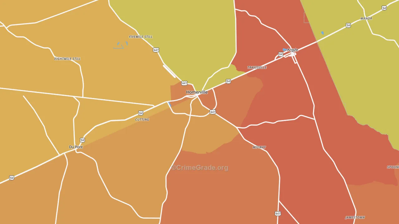 Clinch County, GA Map of Burglary Rates