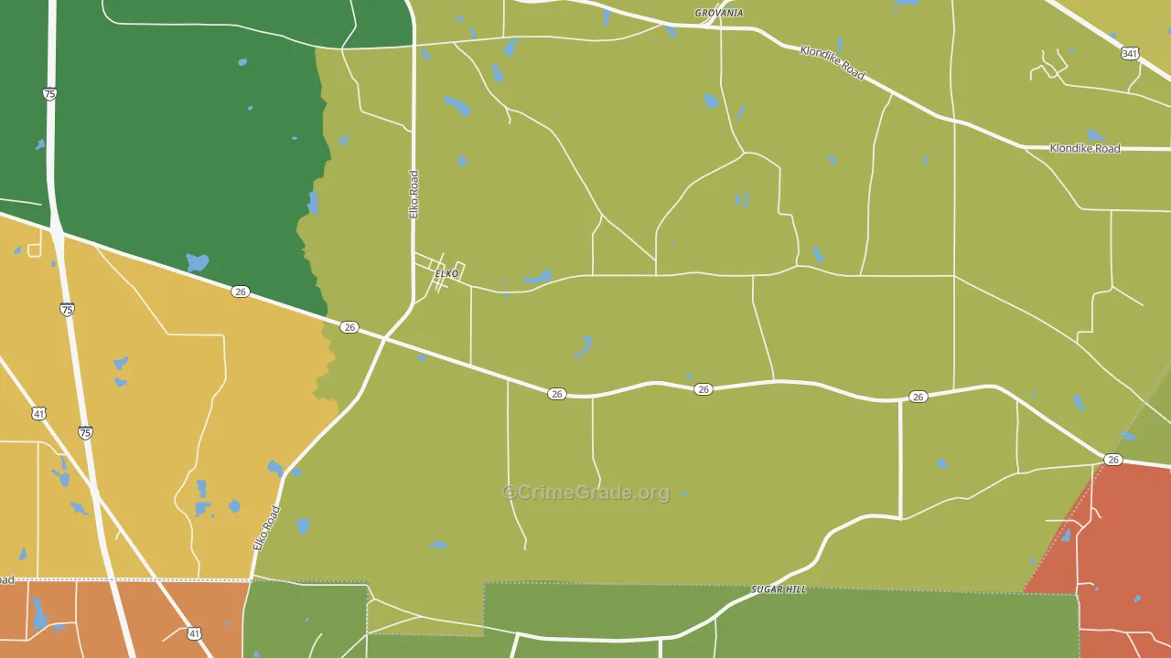Clinchfield, GA Map of Burglary Rates