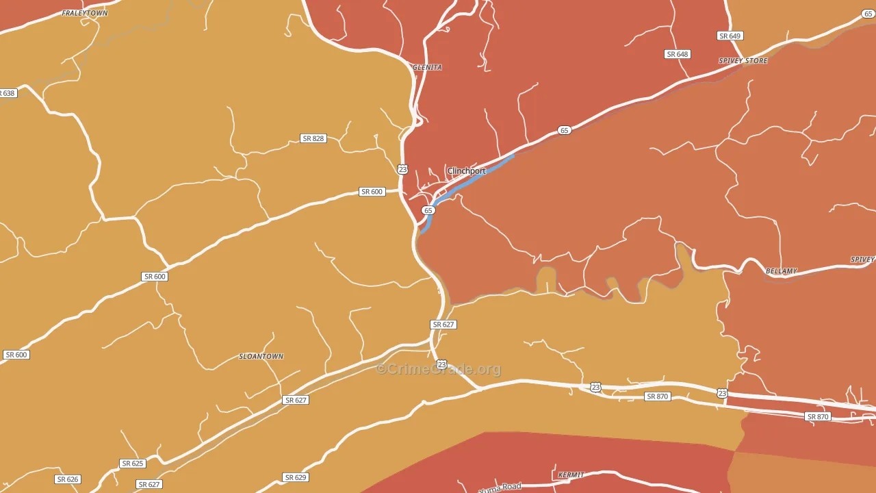 Clinchport, VA Map of Burglary Rates