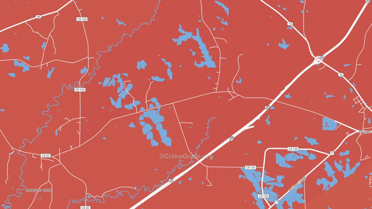 Clinton, AL Map of Burglary Rates