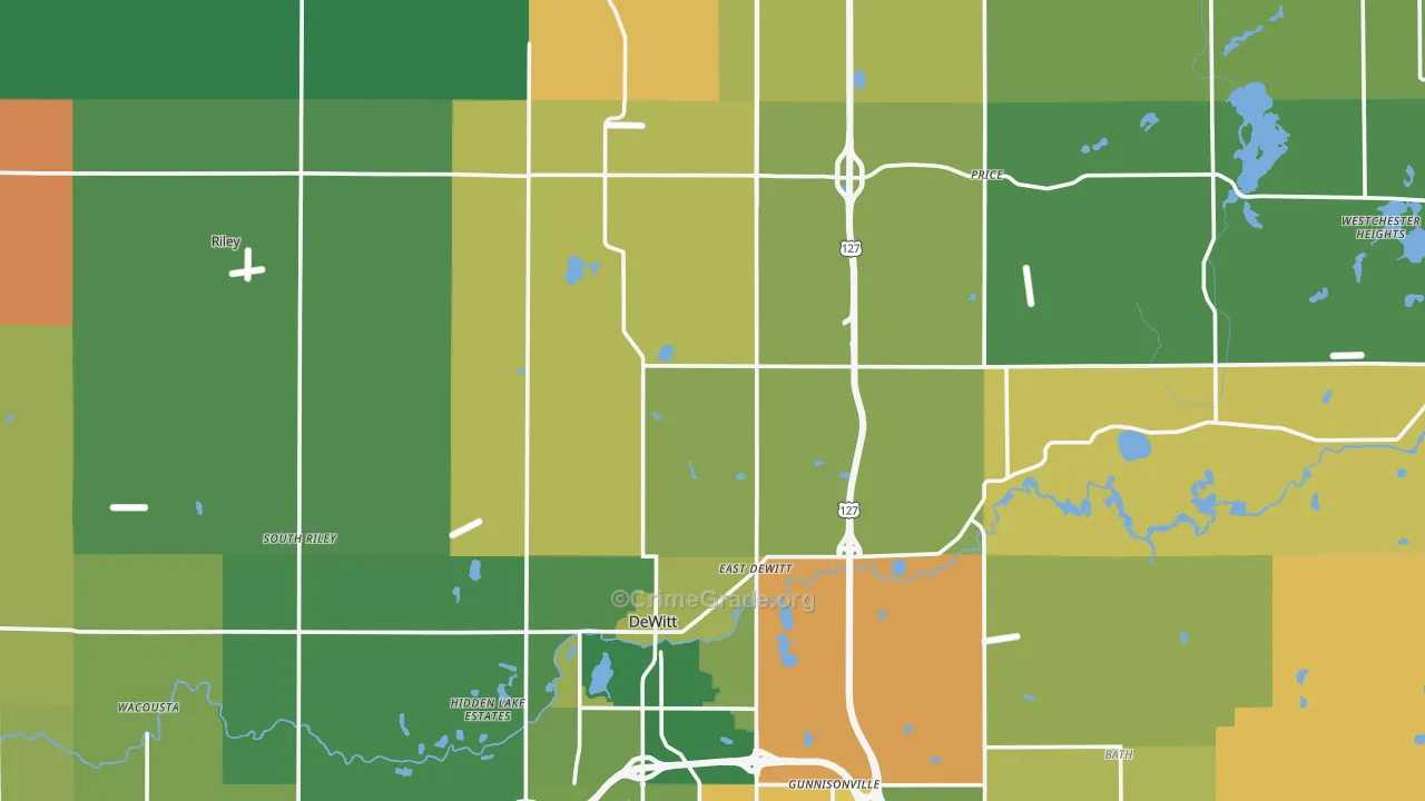 Clinton County, MI Map of Burglary Rates