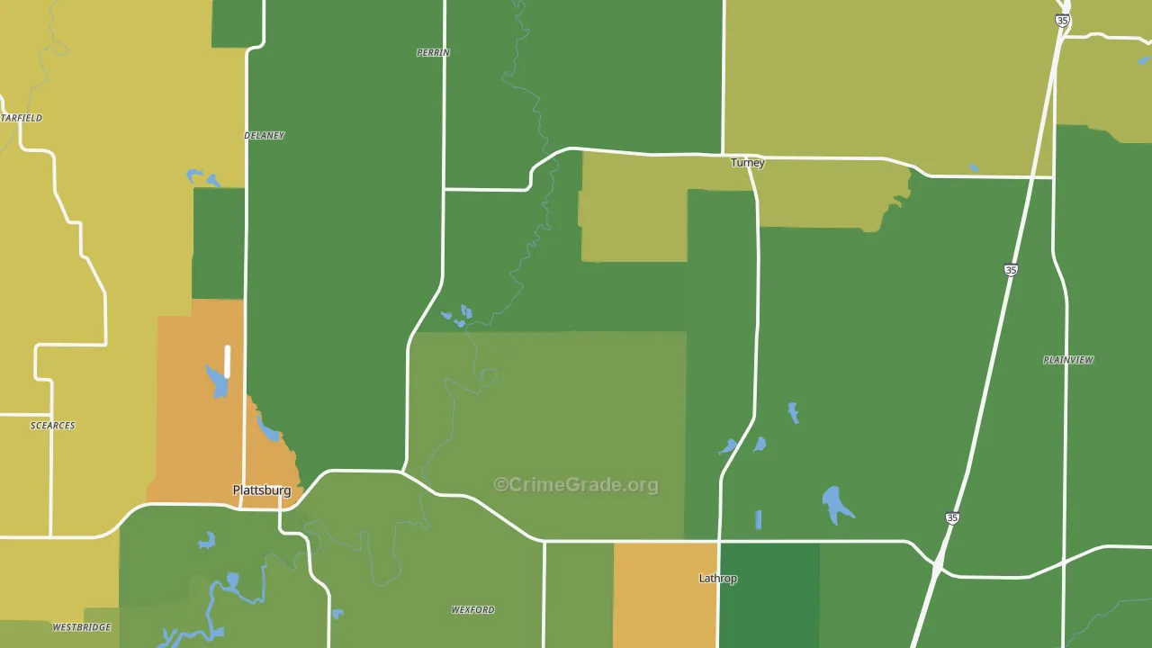 Clinton County, MO Map of Burglary Rates