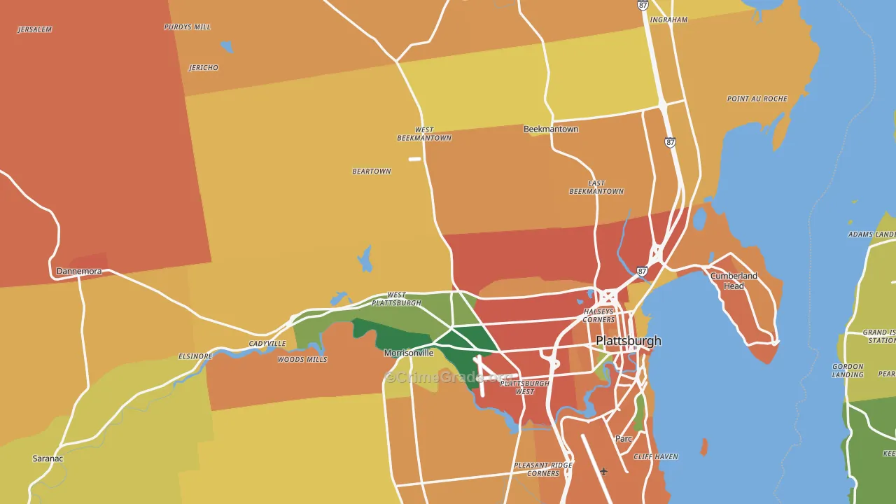 Clinton County, NY Map of Burglary Rates