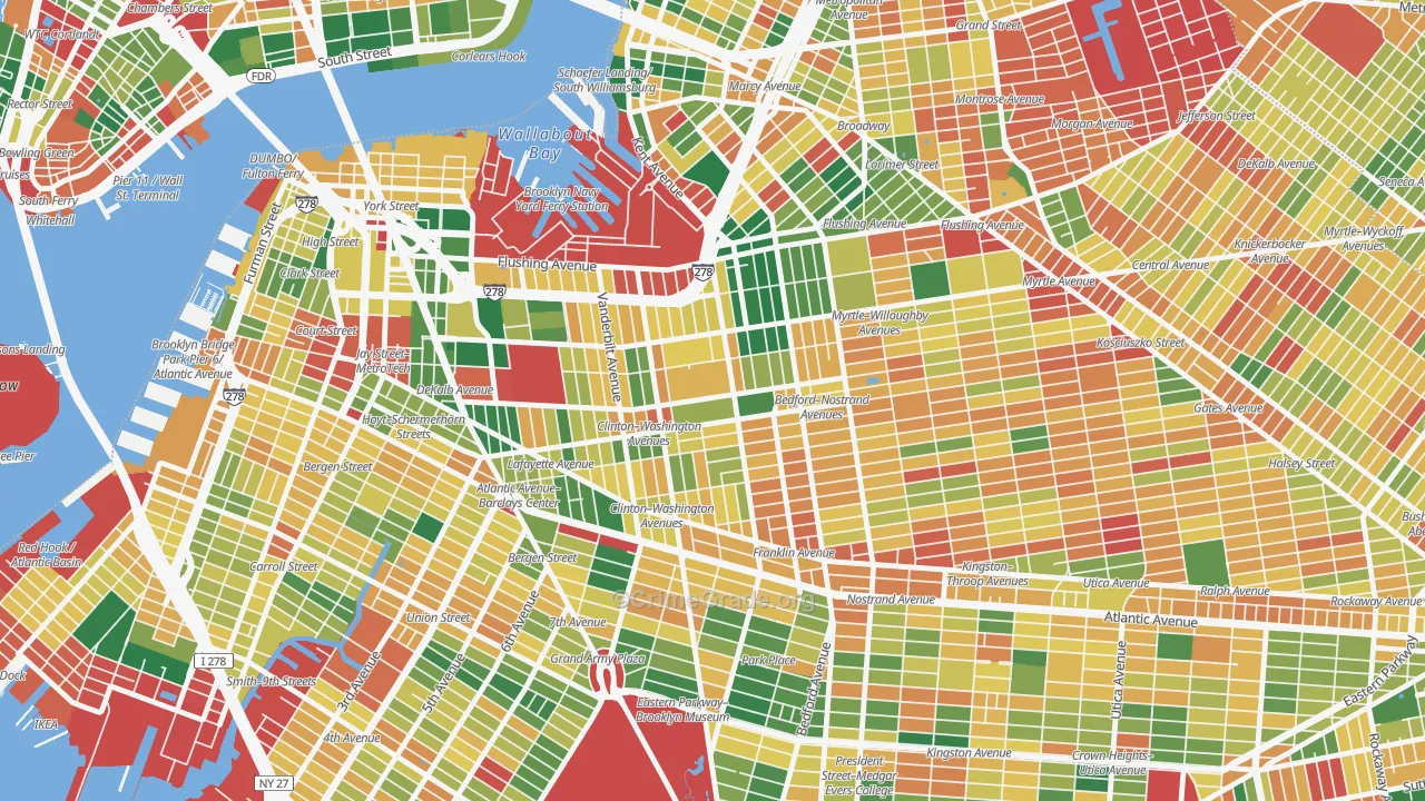 Clinton Hill, Brooklyn, NY Map of Burglary Rates