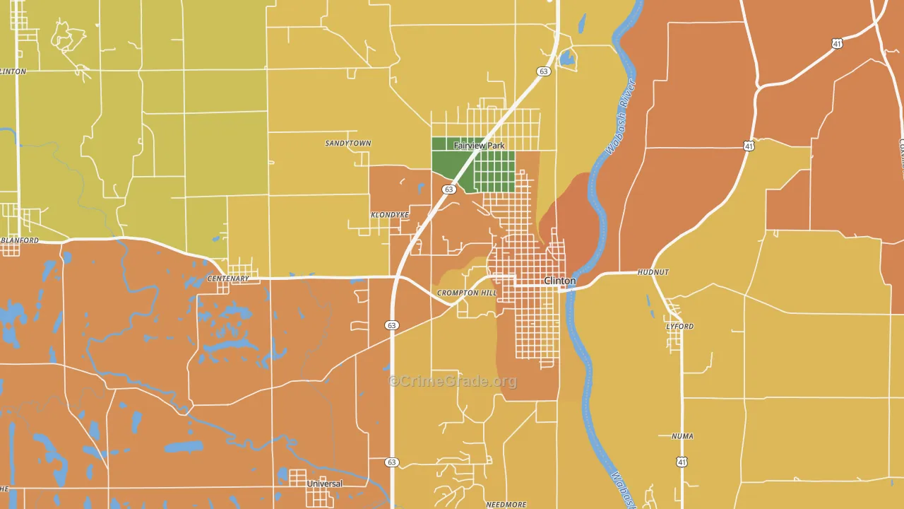 Clinton, IN Map of Burglary Rates