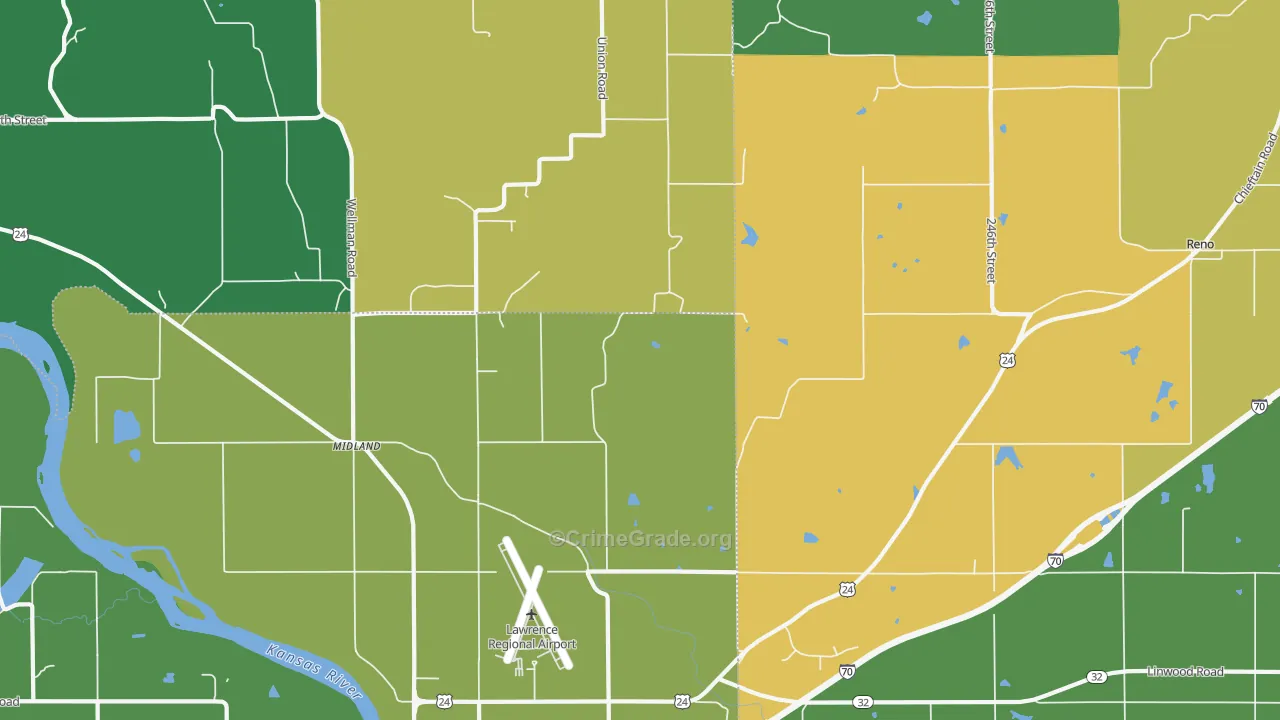 Clinton, KS Map of Burglary Rates