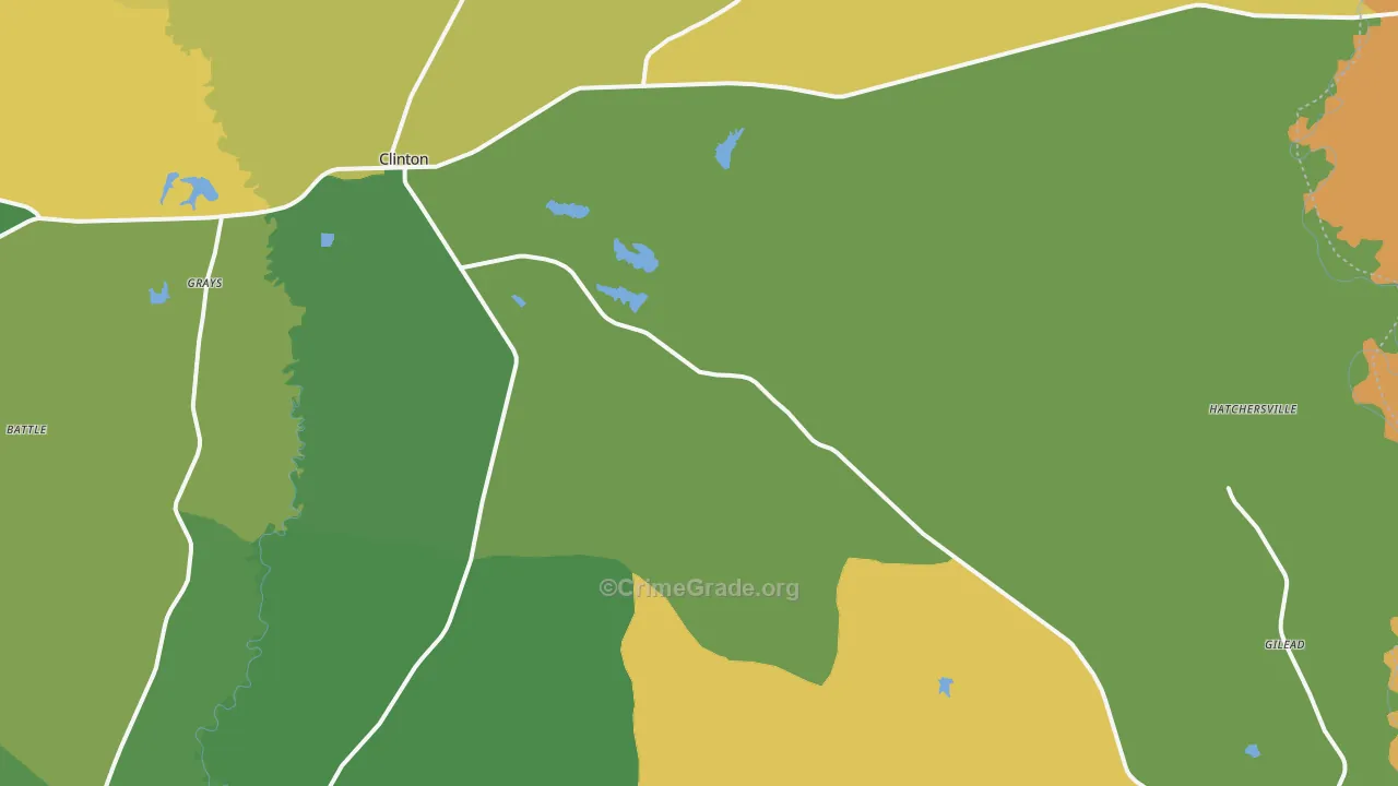 Clinton, LA Map of Burglary Rates