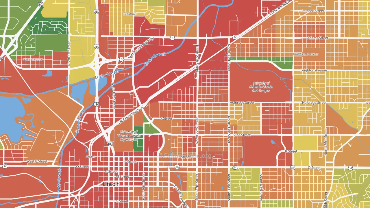 Clinton, Lincoln, NE Map of Burglary Rates