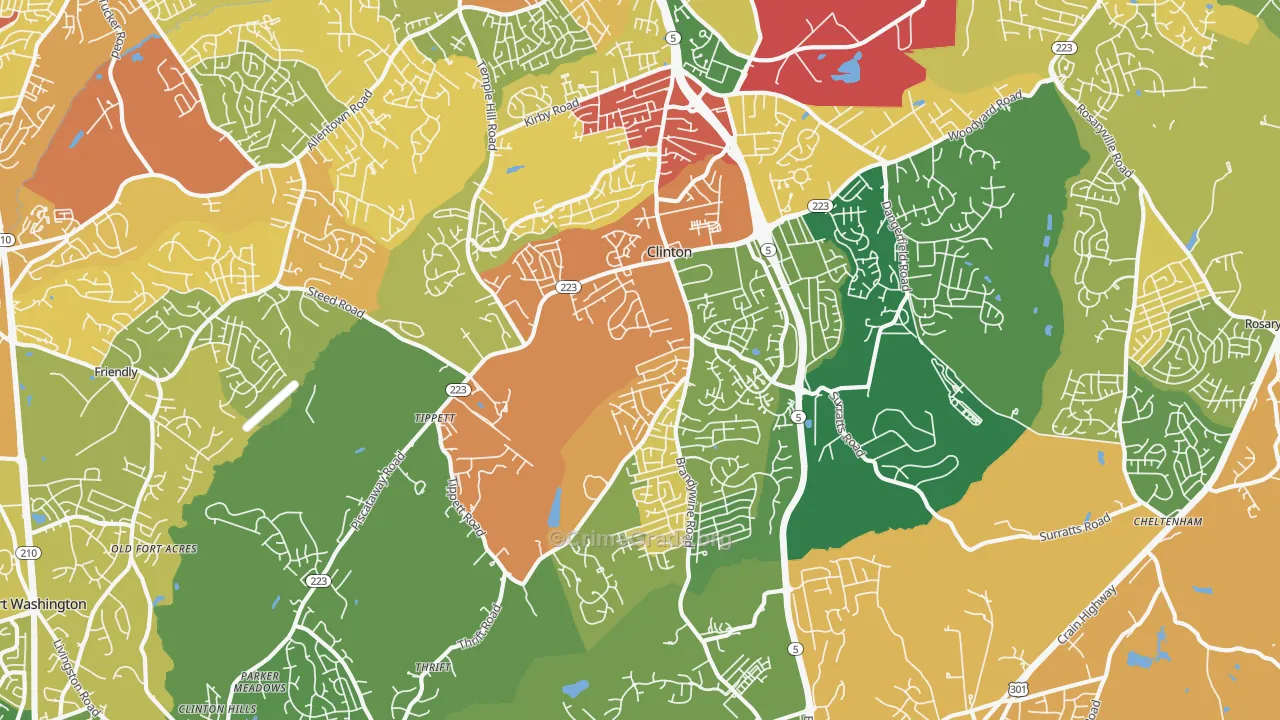 Clinton, MD Map of Burglary Rates