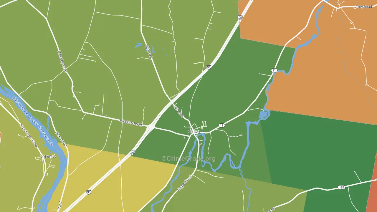 Clinton, ME Map of Burglary Rates