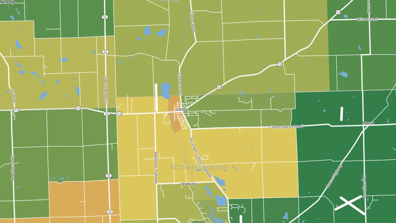 Clinton, MI Map of Burglary Rates