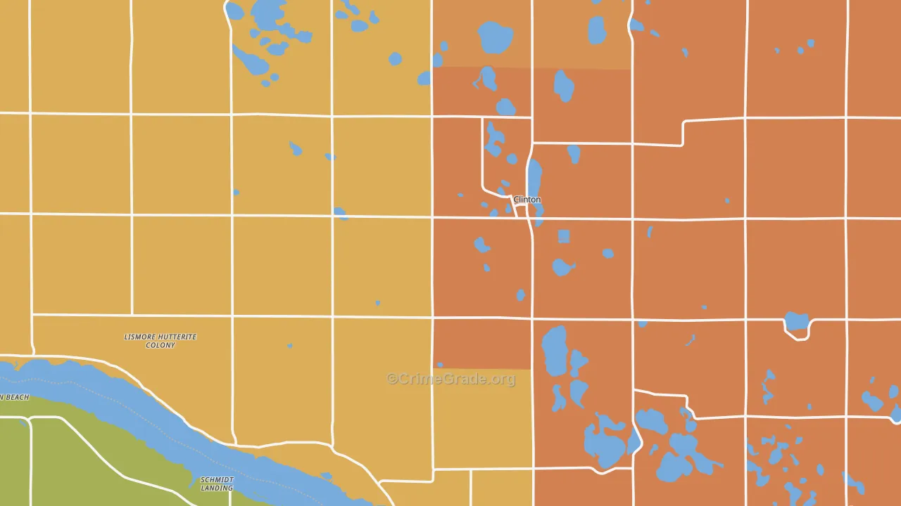 Clinton, MN Map of Burglary Rates