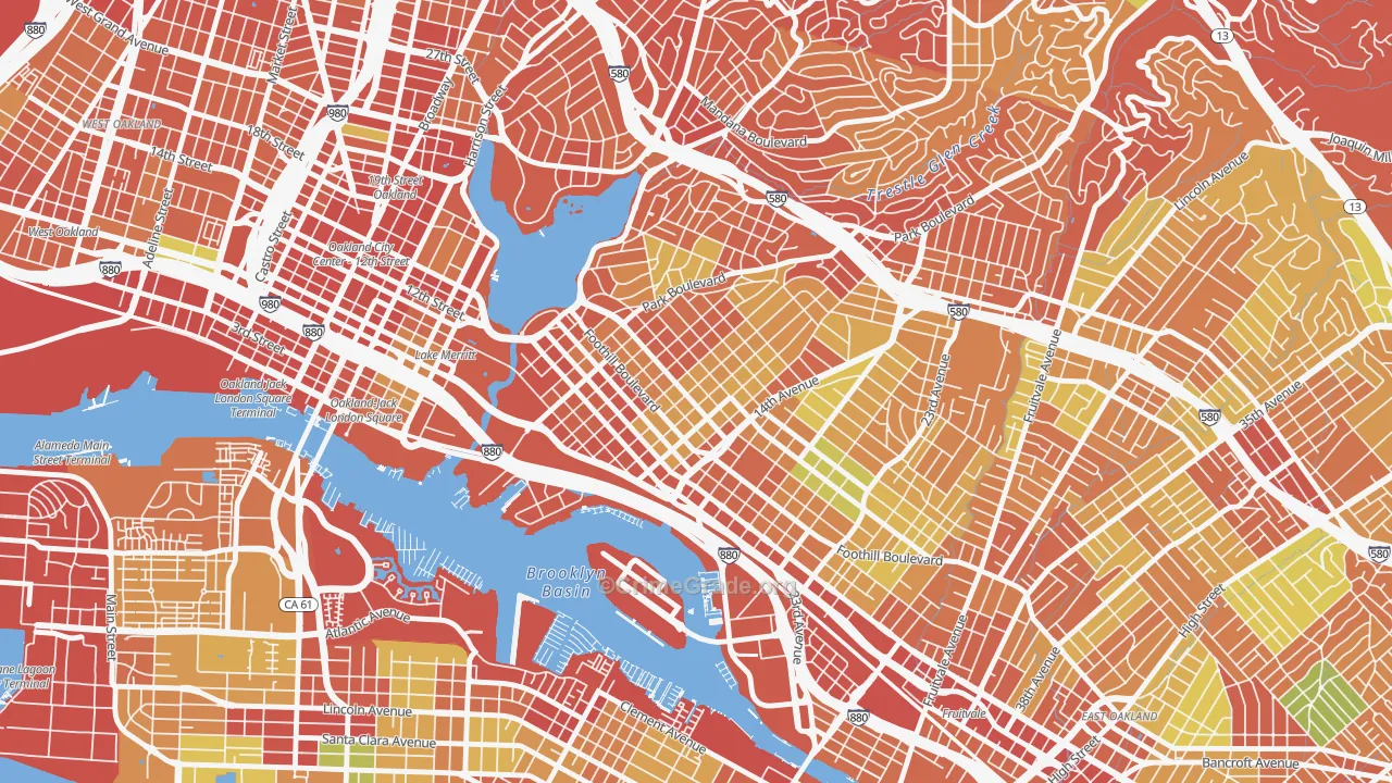 Clinton, Oakland, CA Map of Burglary Rates